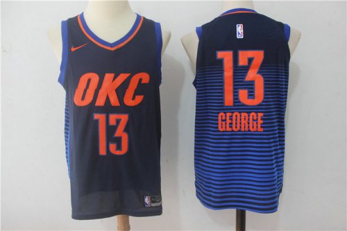 NBA 13 Paul Grorge OKC 2017-18 Season Maillot Marine bleu